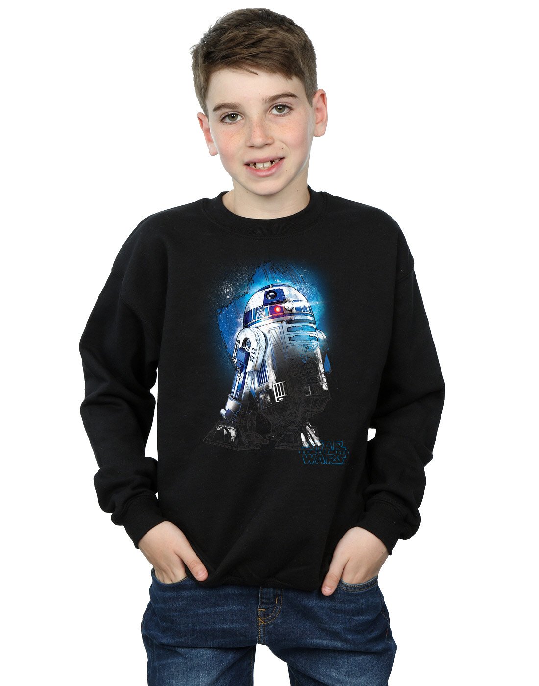 Star Wars Boys Black The Last Jedi R2-D2 Brushed Sweatshirt 5-6 Years