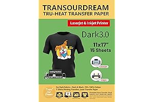 TransOurDream Iron on Heat Transfer Paper, Dark 3.0 (15 Sheets, 11x17")