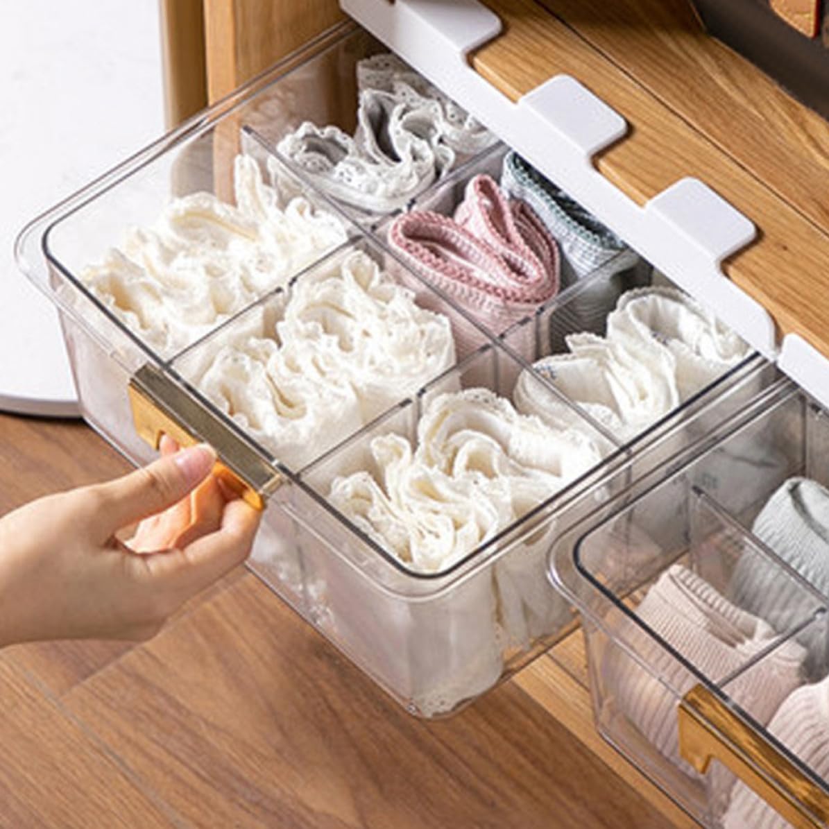 MAGICLULU Organizer Multi-scomparti in Pet per Biancheria Intima e Calzini, Scatola Coperchio per Cassetti, per L'organizzazione in Casa e Armadio