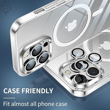 URUCHI iPhone 17 Pro / 17 Pro Max / 16 Pro/16 PMax / 15P/15PM / 14P/14PM SAFİR PREMIUM Kamera Lens Koruyucu, [Orijinal Tasarım] Çizilmez 9H Temperli Cam Kamera Ekran Koruyucu, Metal Lens, Gümüş