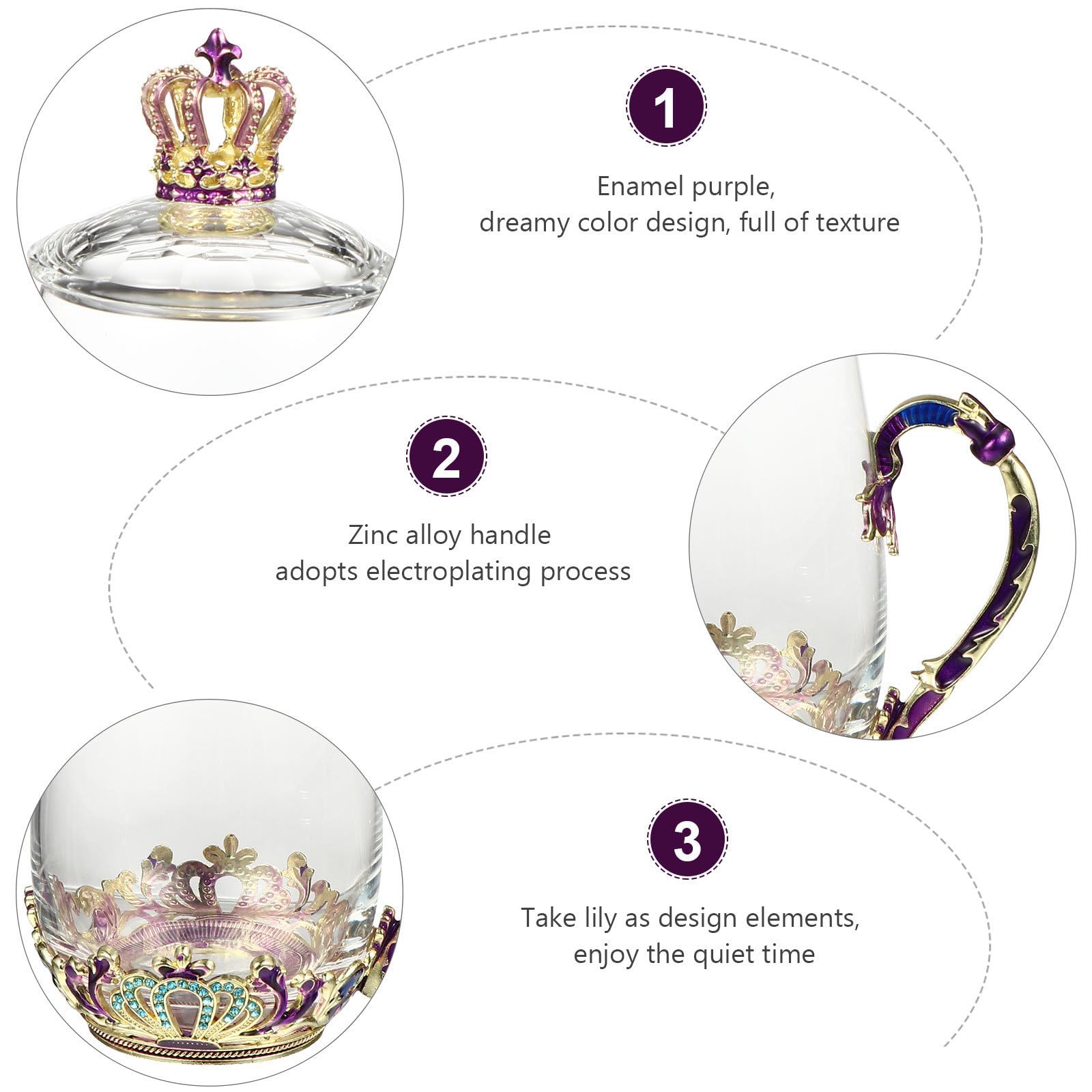 Ciieeo Taza de Té de Vidrio Esmaltado, 370ml Decorativa