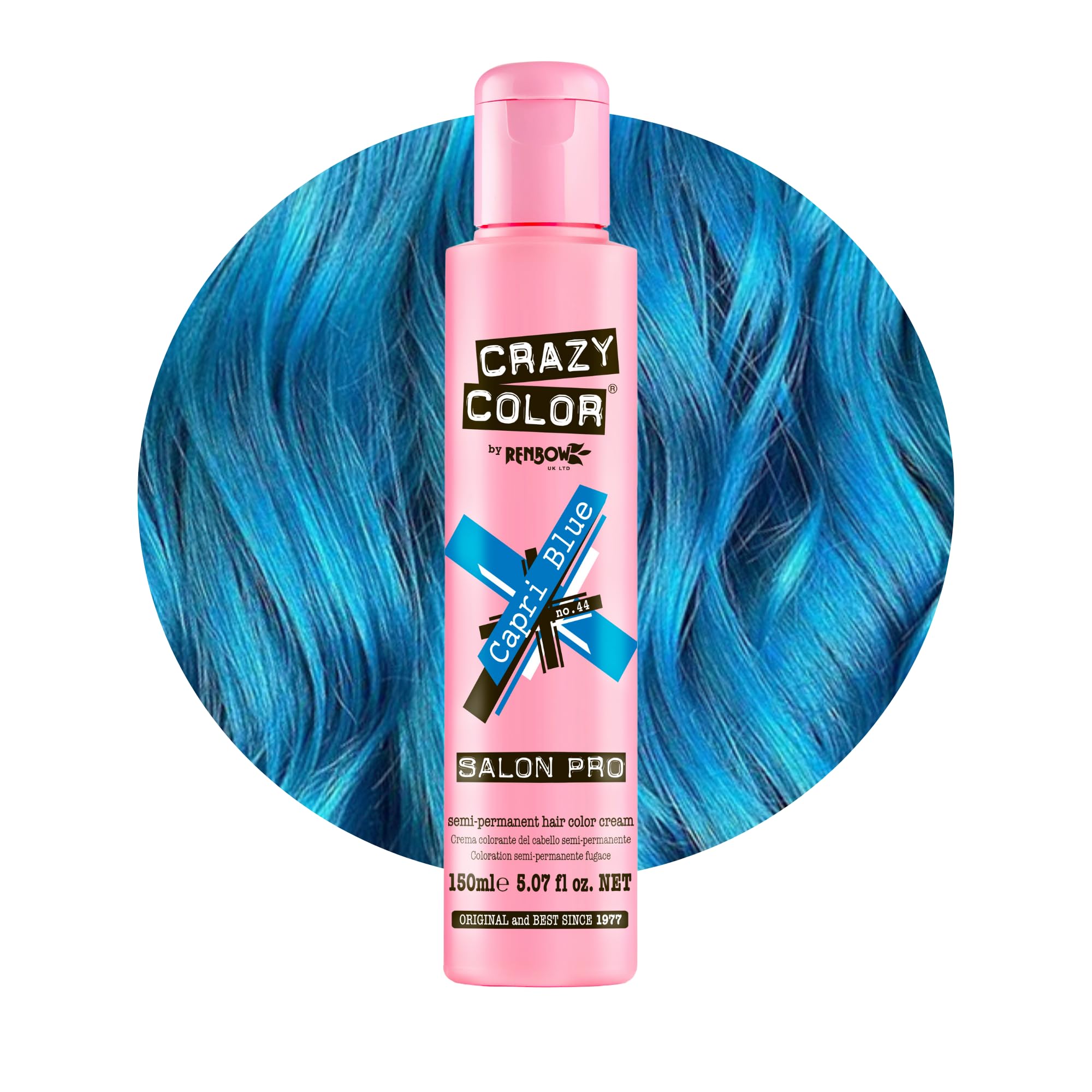 Crazy Color Crazy Color Salon Pro Semi Permanent Hair Color - 44 Capri Blue Hair Color Women 5.07 oz