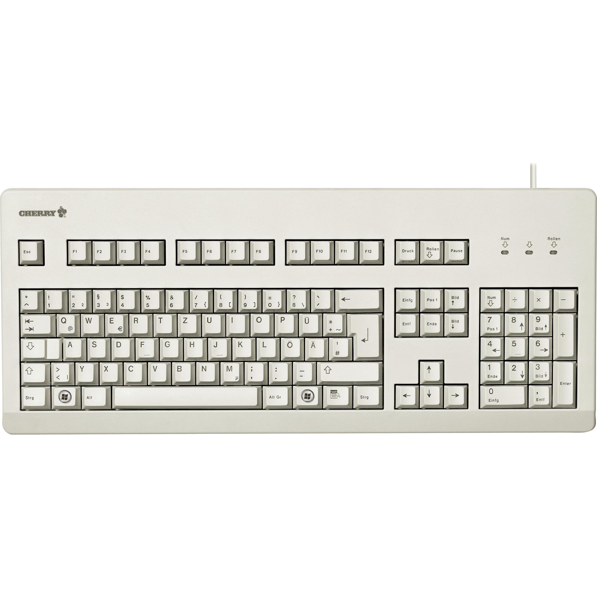 CHERRY G80-3000, Tastiera Meccanica a Filo, Layout UE, (QWERTY), Connessione USB, Robusto, Tasti Programmabili, Interruttori MX BLACK, Grigio Chiaro
