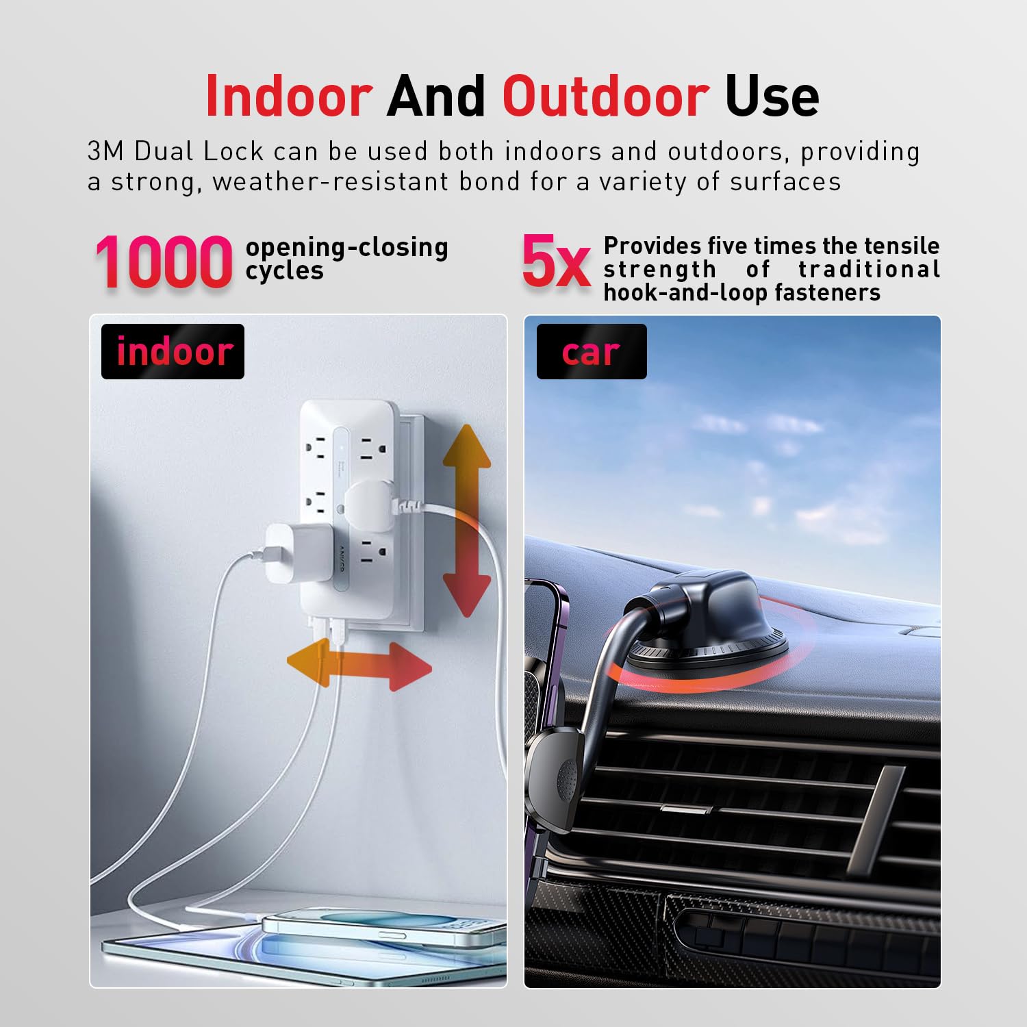 Dual Lock SJ3550 Cinta Adhesiva de Doble Extra Fuerte Resistente de 25,4 mm x 50,8 mm 8 piezas Negras resistentes y resellables con ganchos autoenclavables para interiores y exteriores decoración
