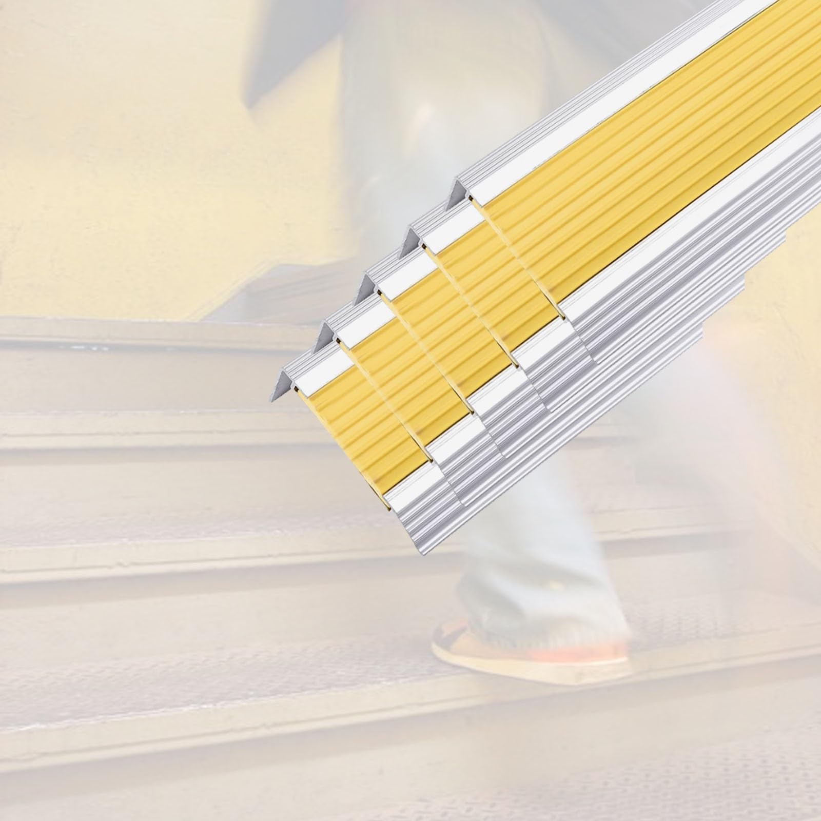 Nez de marche antidérapant pour escalier bois et sol vinyle en alu 5pack
