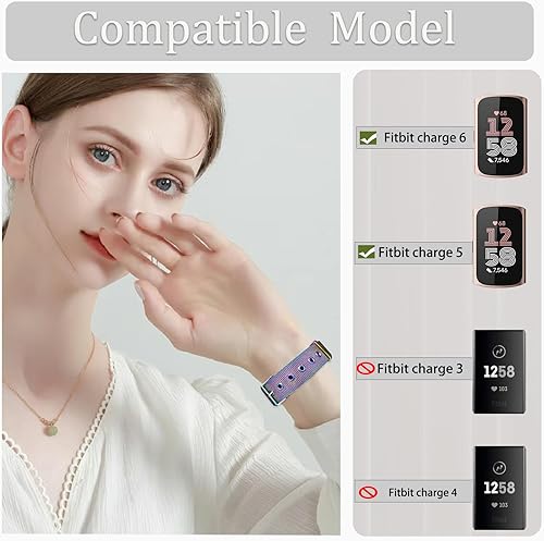 Miniatura 2 de YOYDS Compatible con Fitbit Charge 6 bandasFitbit Charge 5 bandas para mujeres y hombres, paquete de 2 pulseras ajustables de malla metálica de