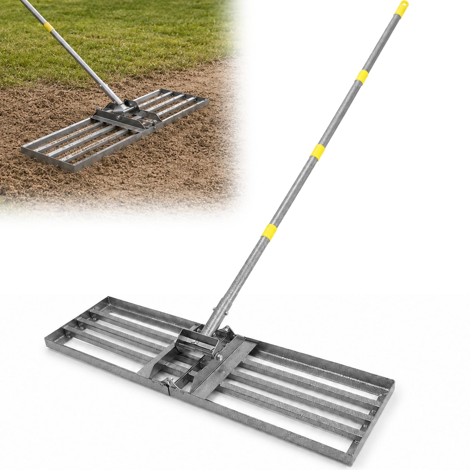 Rasenrakel 213 cm, 76 x 25 cm Rasen-Nivelliergerät aus Edelstahl
