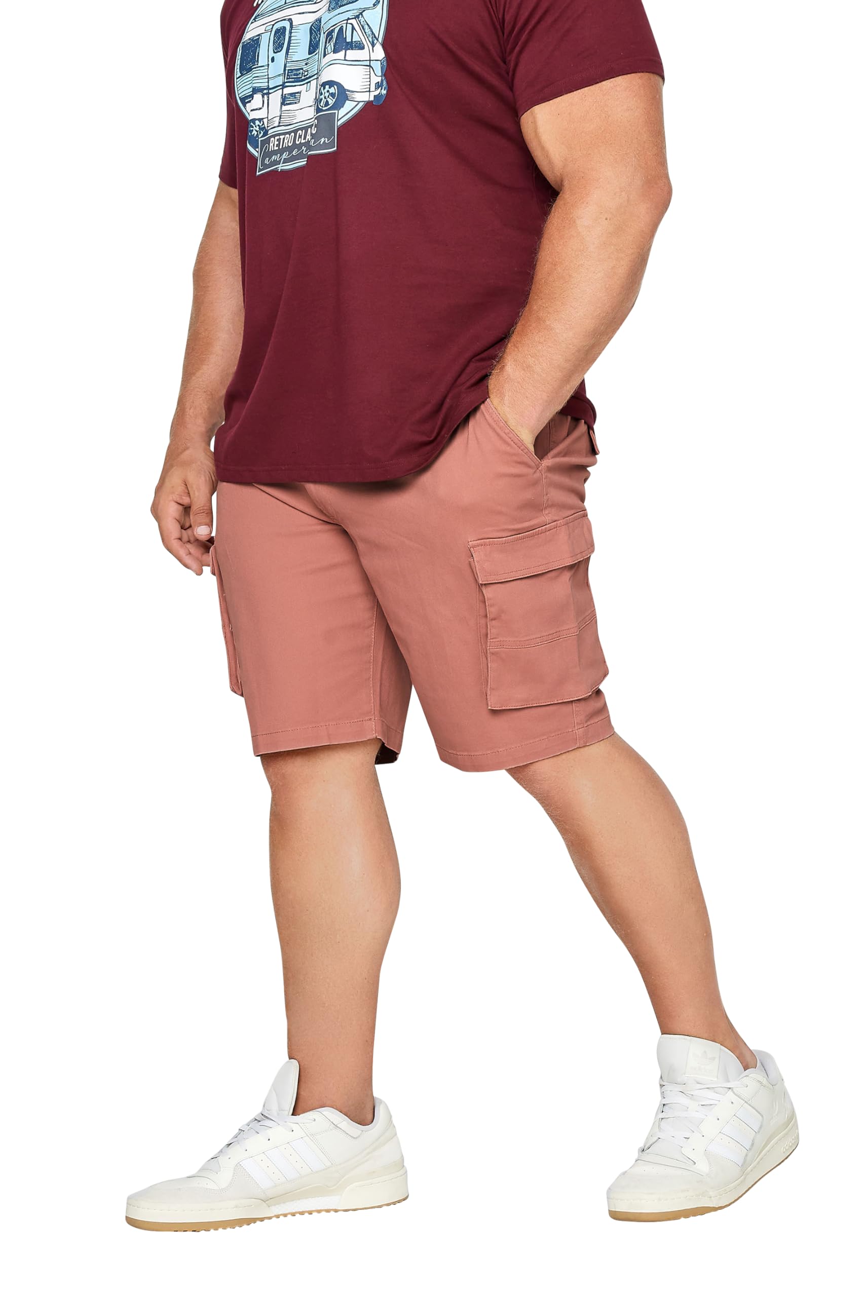 Badrhino Men's Orange Big & Tall Brick Stretch Cargo Shorts - Plus Curve 56 Plus