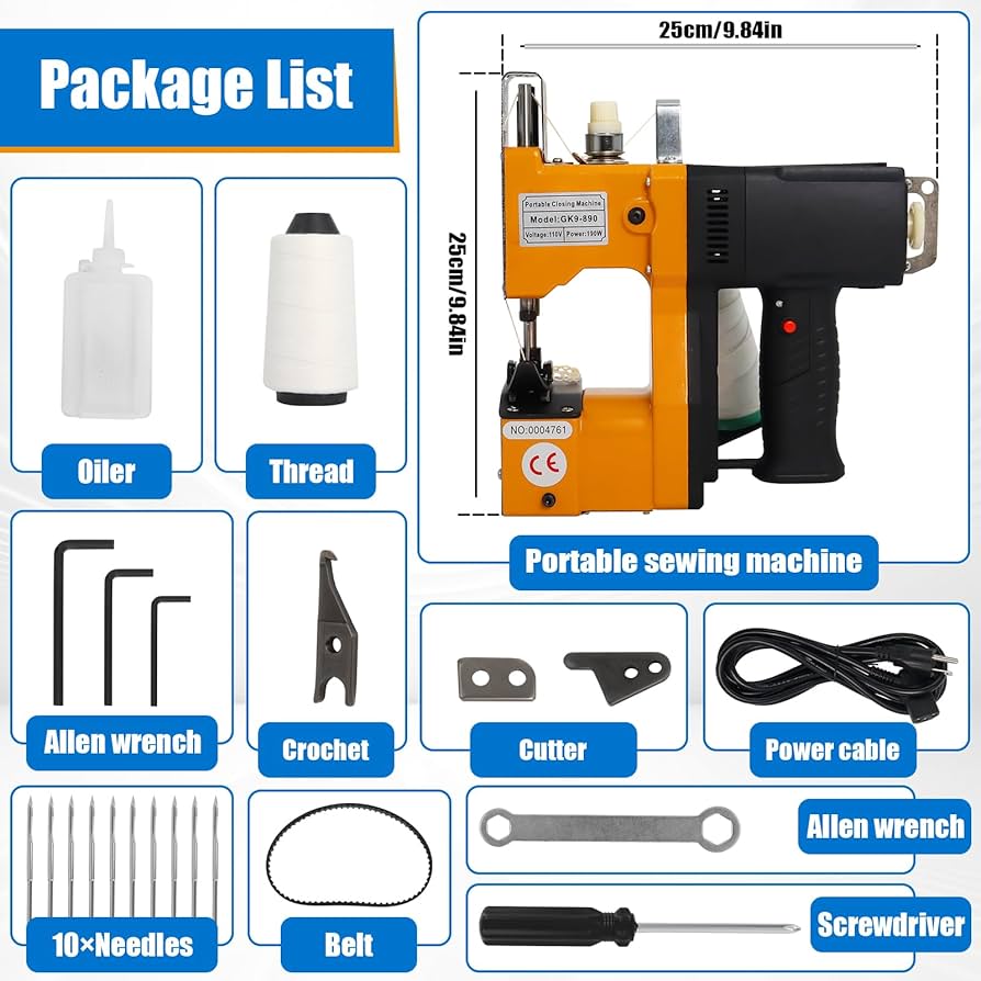 Amazon.com: Gk9-890 𝙋𝙤𝙧𝙩𝙖𝙗𝙡𝙚 Bag Closer Machine, 𝟮𝙨