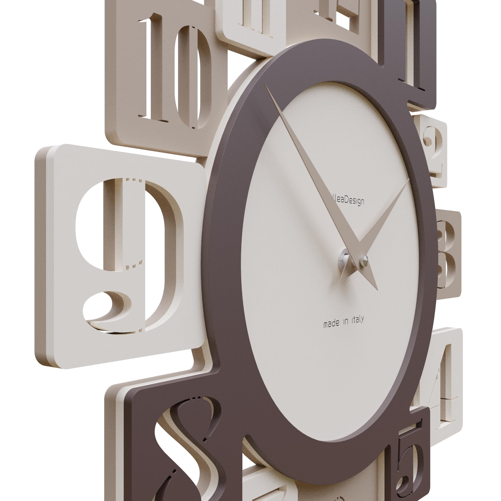 CalleaDesign Onyx Wanduhr – Arabische Ziffern, Made In Italy, 34,7 X 46 Cm In Nussbaum & Leinen