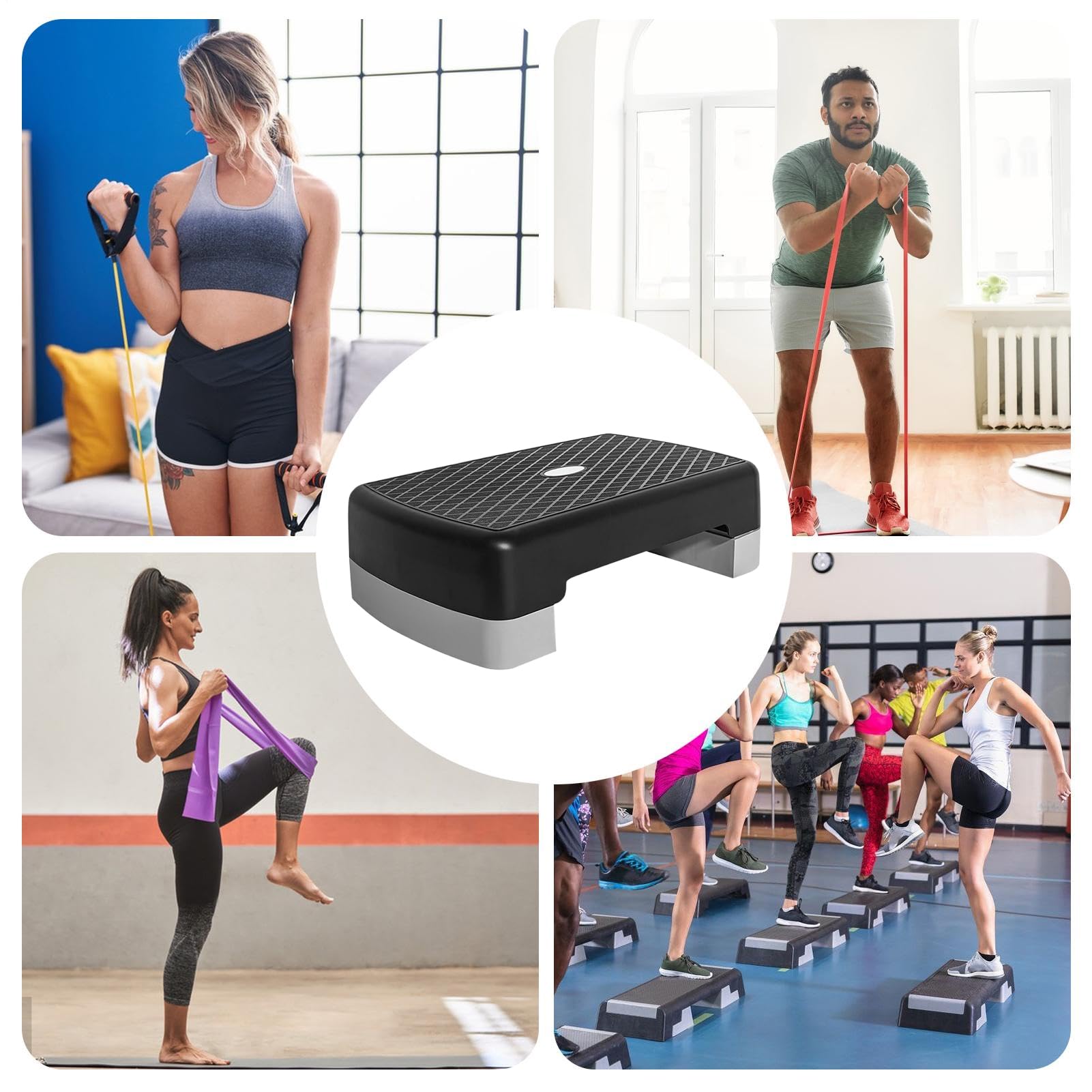 Step Aérobic, Step d'Entraînement à Hauteur Réglable, Équipement de Fitness Anti-Dérapant 45 cm pour Entraînement à Domicile