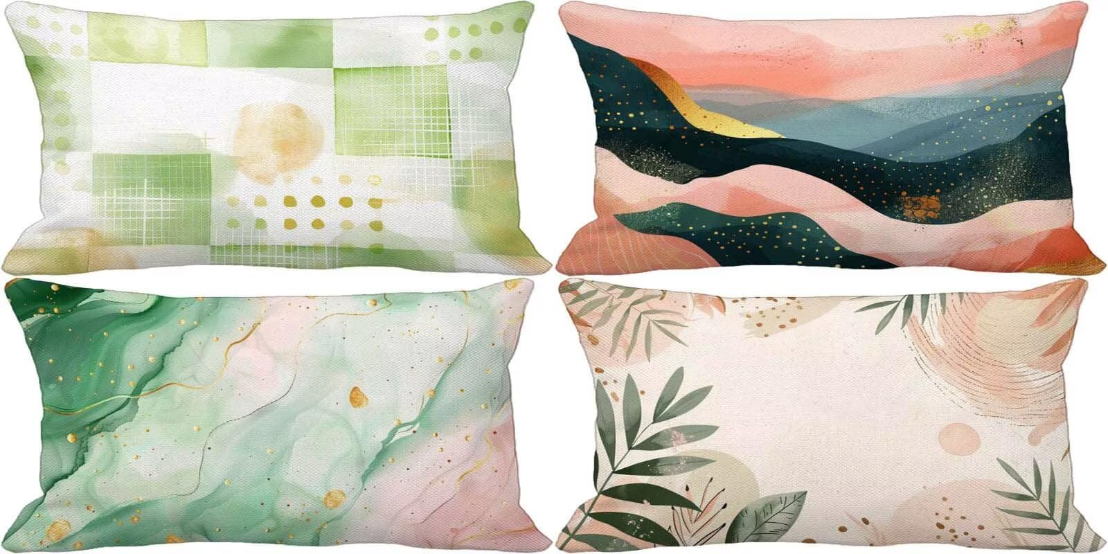 Fundas Cojines 70x90 Juego de 4 Europa del Norte Cojines Exterior Impermeable Lino Cushion Covers Simple Diseño Estampado con Cremallera Invisible para Exterior Jardín Patio Decorativos Regalo d18-20