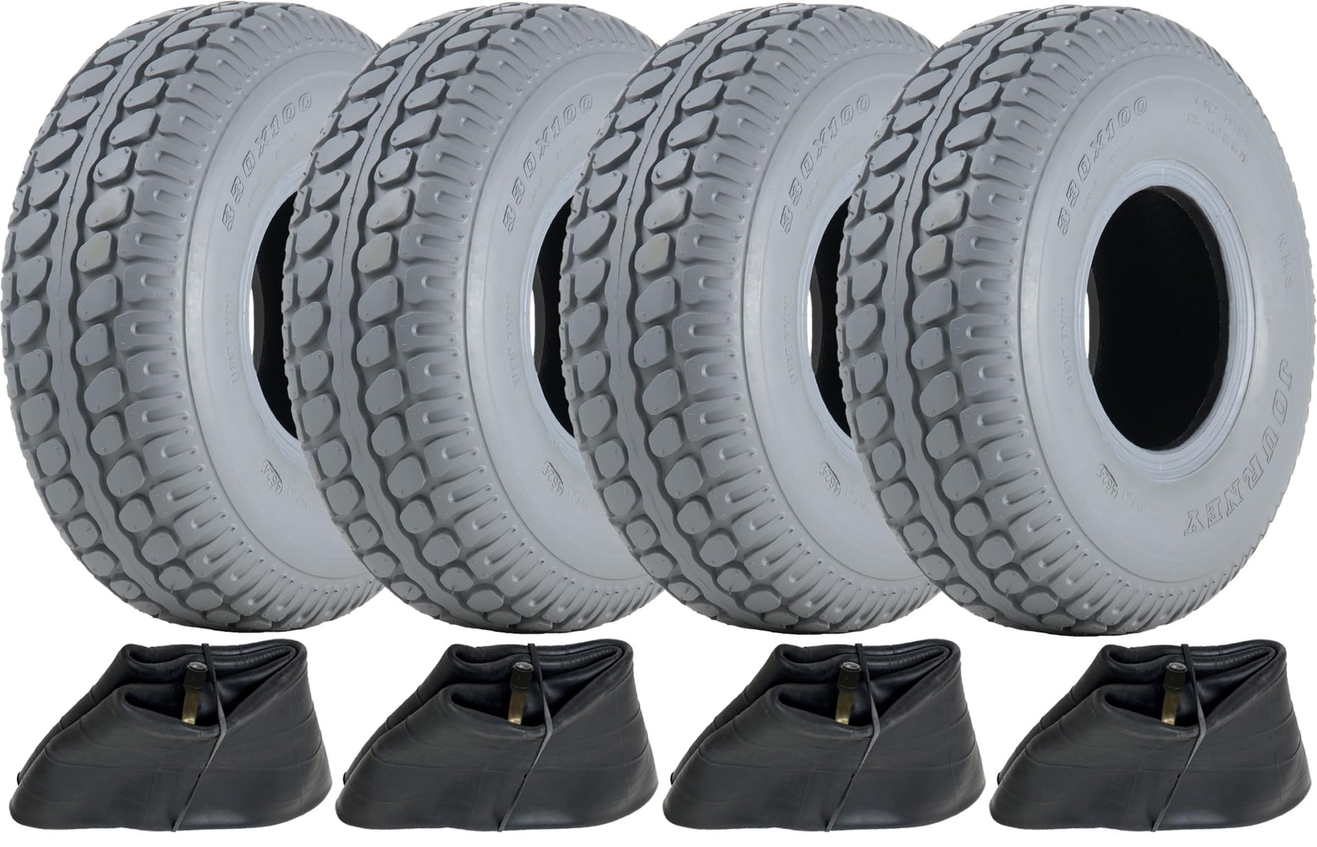 330x100 Grau Mobilitätshilfe Reifen und Schlauch, Pneumatische Reifen, 400-5 - Set von 4