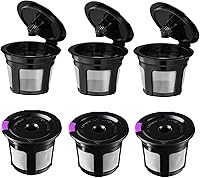 Vista 7 de K Cups reutilizables, filtros de café reutilizables de ajuste universal con malla de acero inoxidable de grado alimenticio, cápsulas de café