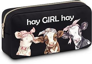 Bolsa de maquillaje de vaca para mujeres, reg...