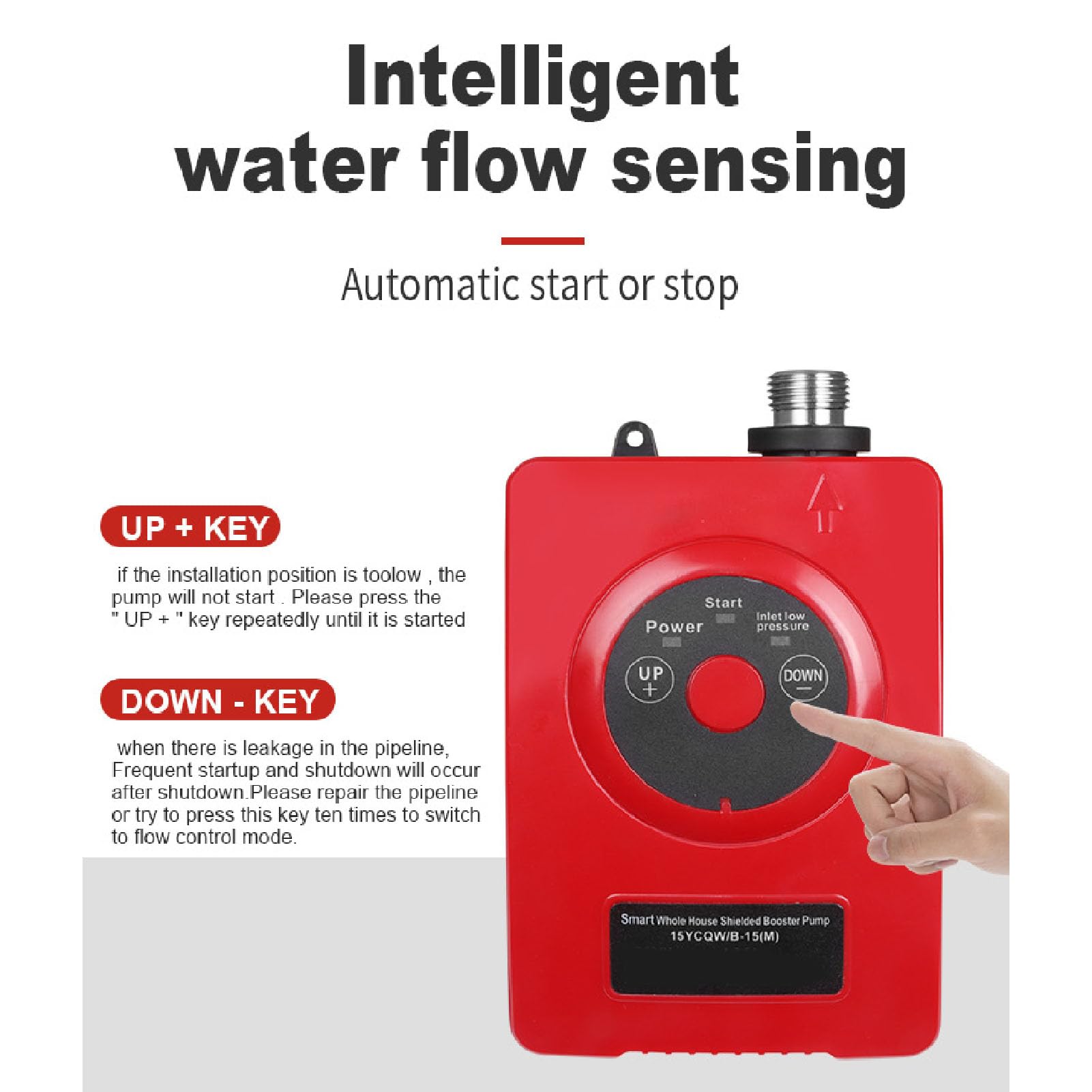 Pompa Booster per Scaldabagno 24 L/min 69 W, Pompa Booster Schermata Intelligente Pompa di Circolazione Ultra Silenziosa per L'orto