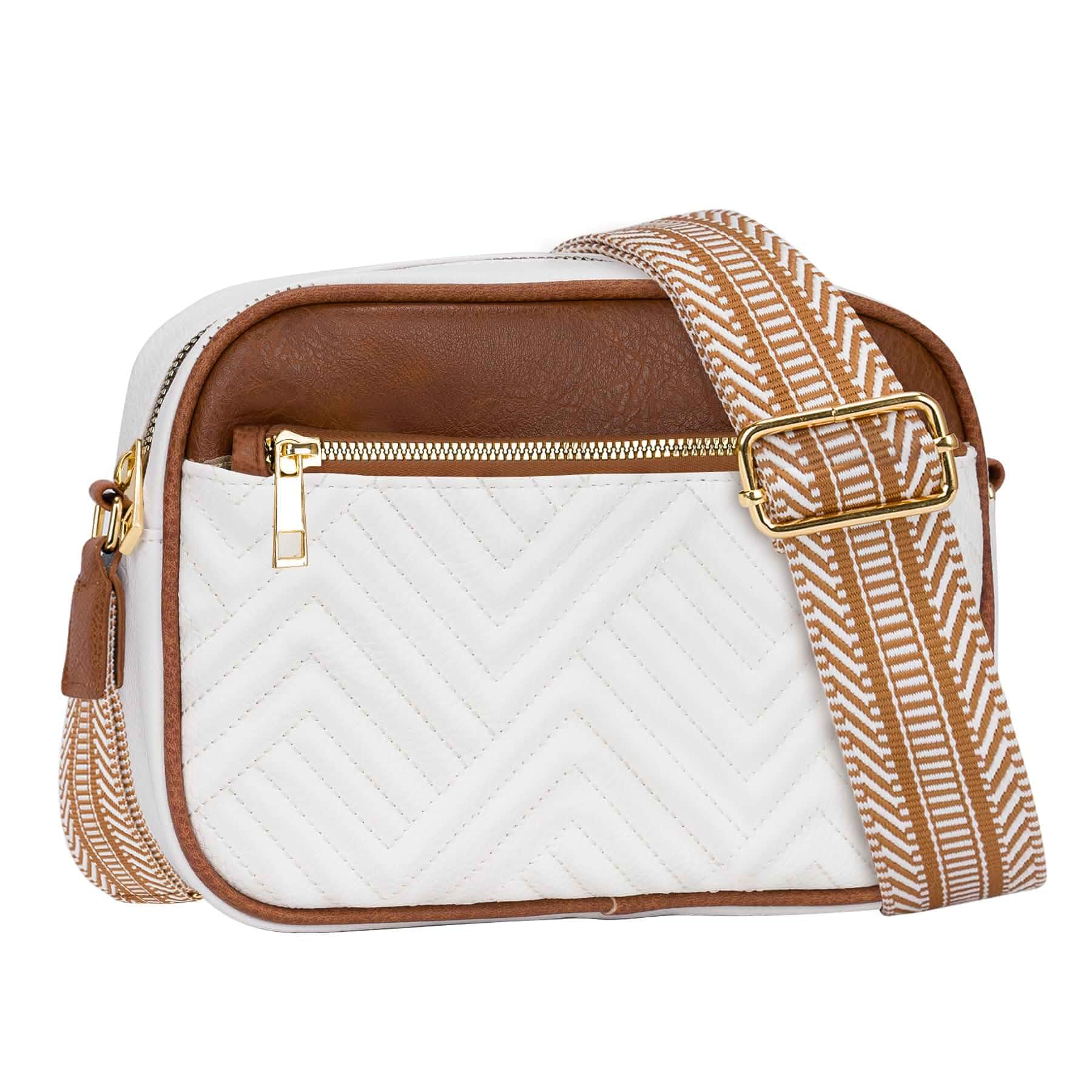 Toptime Crossbody Bags for Women, Quilted Shoulder Bag with Adjustable Wide Strap, Small Camera Crossbody Purses for Women