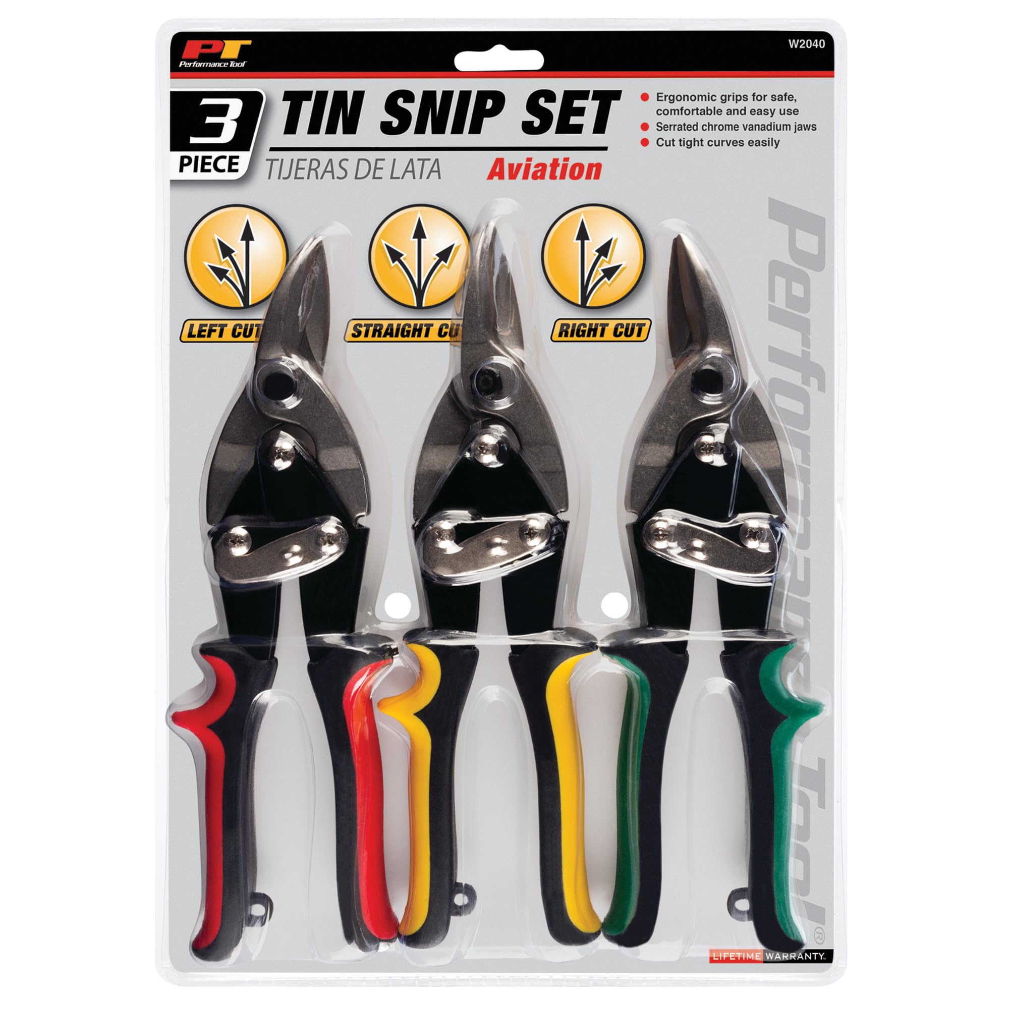 Performance Tool W2040 Aviation - Cesoie per latta, 3 pezzi