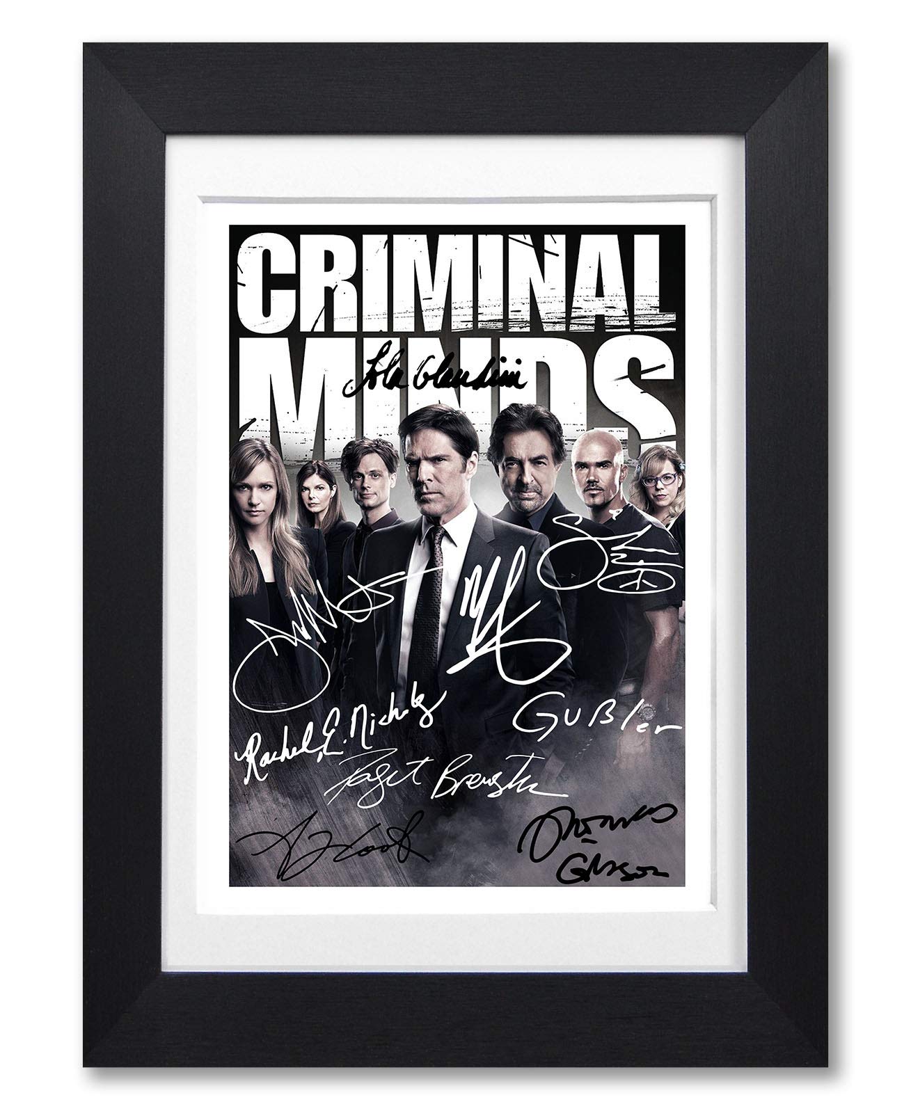 Memorabilia Black Criminal Minds Cast Signed Autograph A4 Poster Photo Print Photograph Picture Tv Show Series Season Gift Mandy Patinkin Thomas Gibson ( Framed & Mounted)