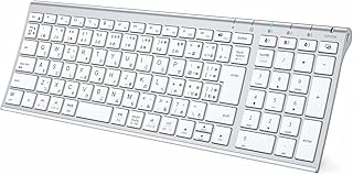 iClever キーボード Bluetooth ワイヤレス パンタグラフ 日本語JIS配列 3台同時接続可能 テンキー付き フルサイズ 超薄型 静音設計 充電式Type-C 無線 コンパクト ラップトップ パソコン用 スマホ PC iPad用Windows Mac iOS Android対応 IC-BK22 シルバー