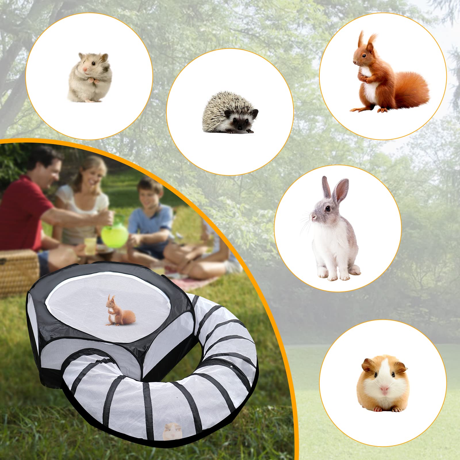 Hipet Small Animals Playpen, Waterproof Pet Fence with Fun Surround Tunnel - Image 3