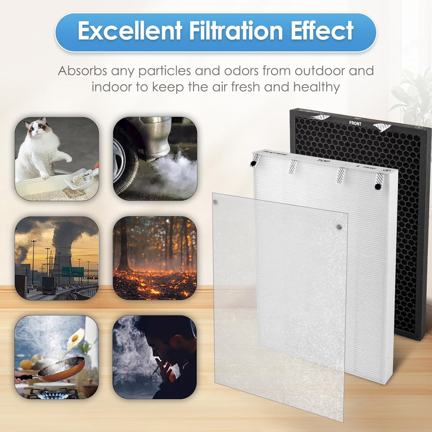 Air220 Air320 Filter Replacement Compatible with Bissell Air320 Air220 2768A 2609A Air Purifier, True Filter *1, Pre Filter *1, Activated Carbon Filter *1, Compare Part # 2677,2678,2804