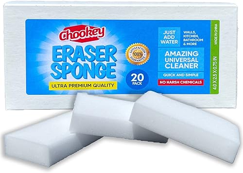 Chookey Paquete de 20 esponjas de borrador, esponjas de melamina para limpieza, esponjas de melamina a granel, borrador mágico multisuperficie,