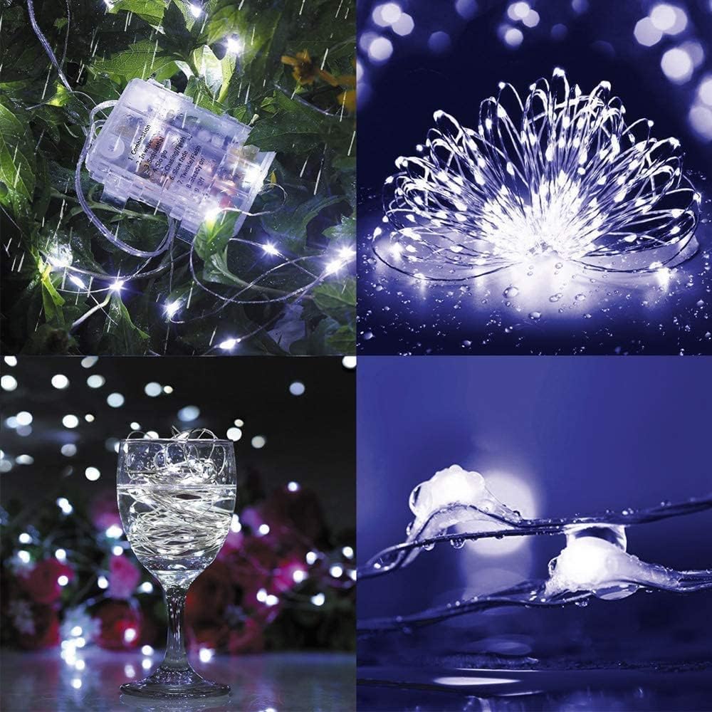 Fairy Lights Battery Operated,<2 Pack> Each 100 LED Copper Wire String Lights for Bedroom Decor,Waterproof Mini Battery Power Twinkle Lights for Christmas,Party,Festival and Centerpiece(White)
