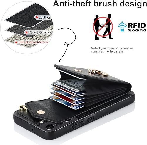 Miniatura 4 de Asuwish Funda de teléfono para Samsung Galaxy S21 FE 5G con protector de pantalla de vidrio templado y soporte de anillo de bloqueo RFID, soporte de