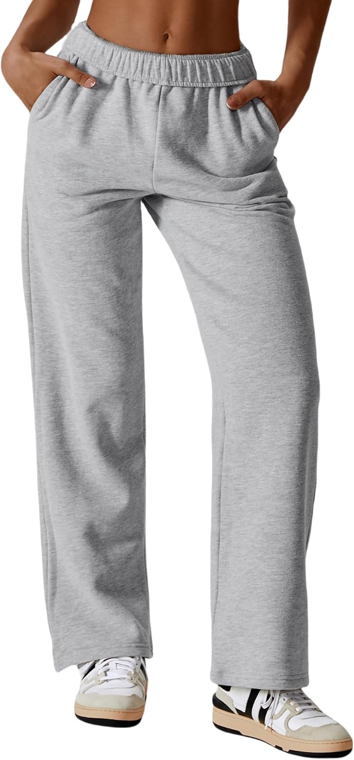 ABOCIW Womens Straight Leg Sweatpants Cotton High Waisted Baggy Athletic Joggers Lounge Pants with Pockets