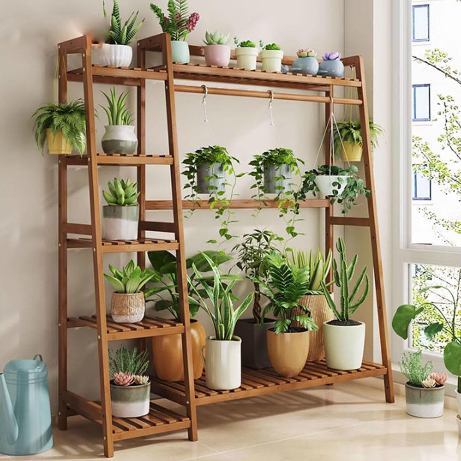Amazon.co.jp: 7段木製植物棚 植物スタンド 屋内 屋外 複数の植物用の