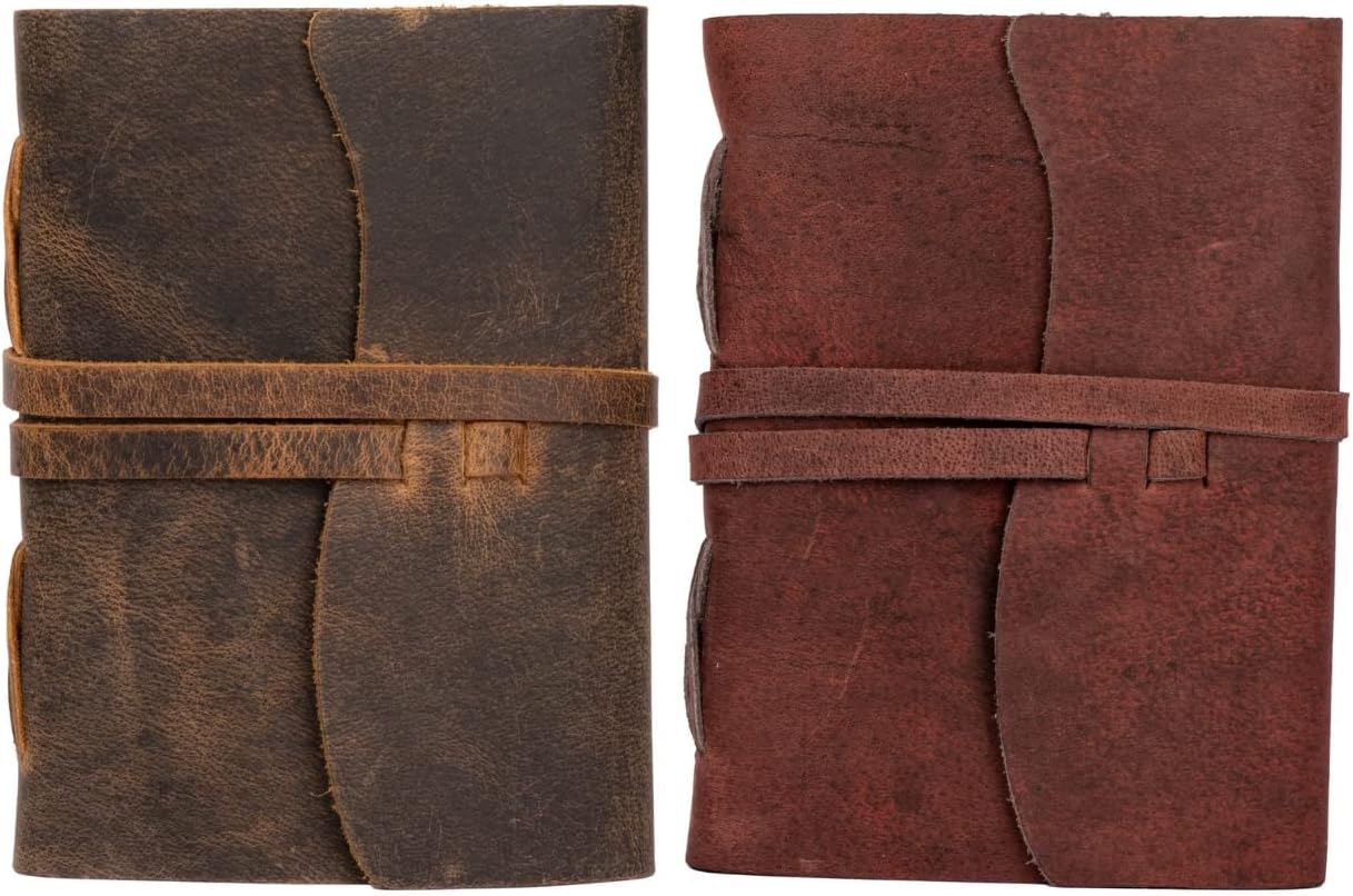 LEATHER VILLAGE vintage leather journals bundle of 2