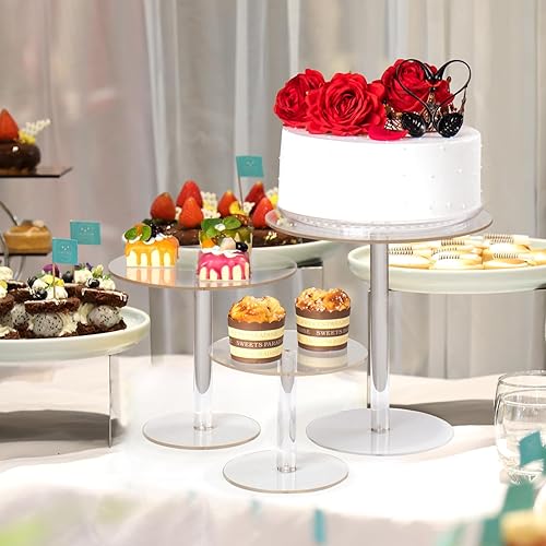 Miniatura 2 de KVMORZE Soporte acrílico para tartas, soportes redondos transparentes para mesa de postres, postres, cupcakes, pastelería, caramelos, para bodas,