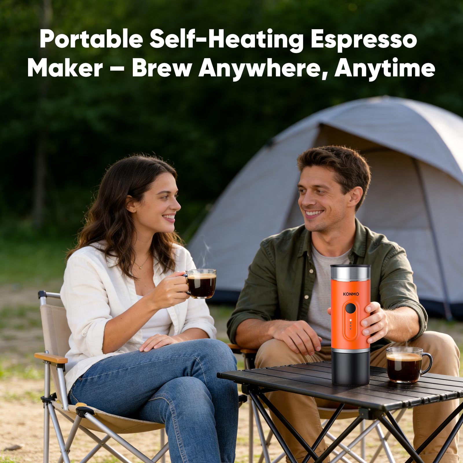 MyCampix Portable Espresso Machine with Self-Heating System, 15 Bar Travel Coffee Maker, Compatible with Capsules & Ground Coffee, USB-C Rechargeable Coffee Machine for Camping, Office & Travel - 3