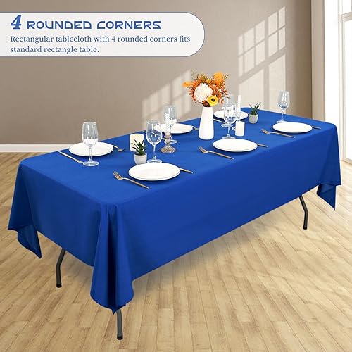 Miniatura 9 de Showgeous Paquete de 4 manteles rectangulares de poliéster de 60 x 102 pulgadas para mesas de 6 pies, resistentes a las arrugas, lavables, para