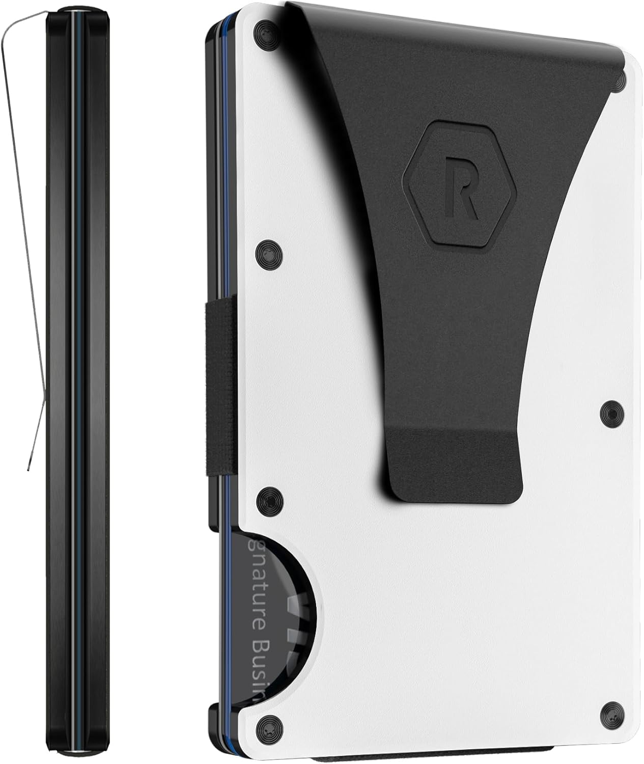 The Ridge Minimalist Slim Wallet For Women - RFID Blocking Front Pocket Credit Card Holder - Metal Wallet For women With Money Clip Polar White Money Clip