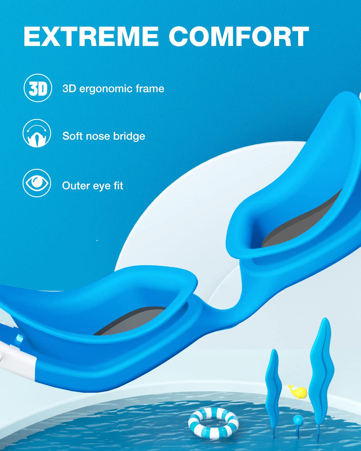 ZIONOR G1MINI - Occhialini da nuoto per bambini, polarizzati/non polarizzati, comodi per bambini, anti nebbia, protezione UV, per ragazze e ragazzi (anni 3-14)