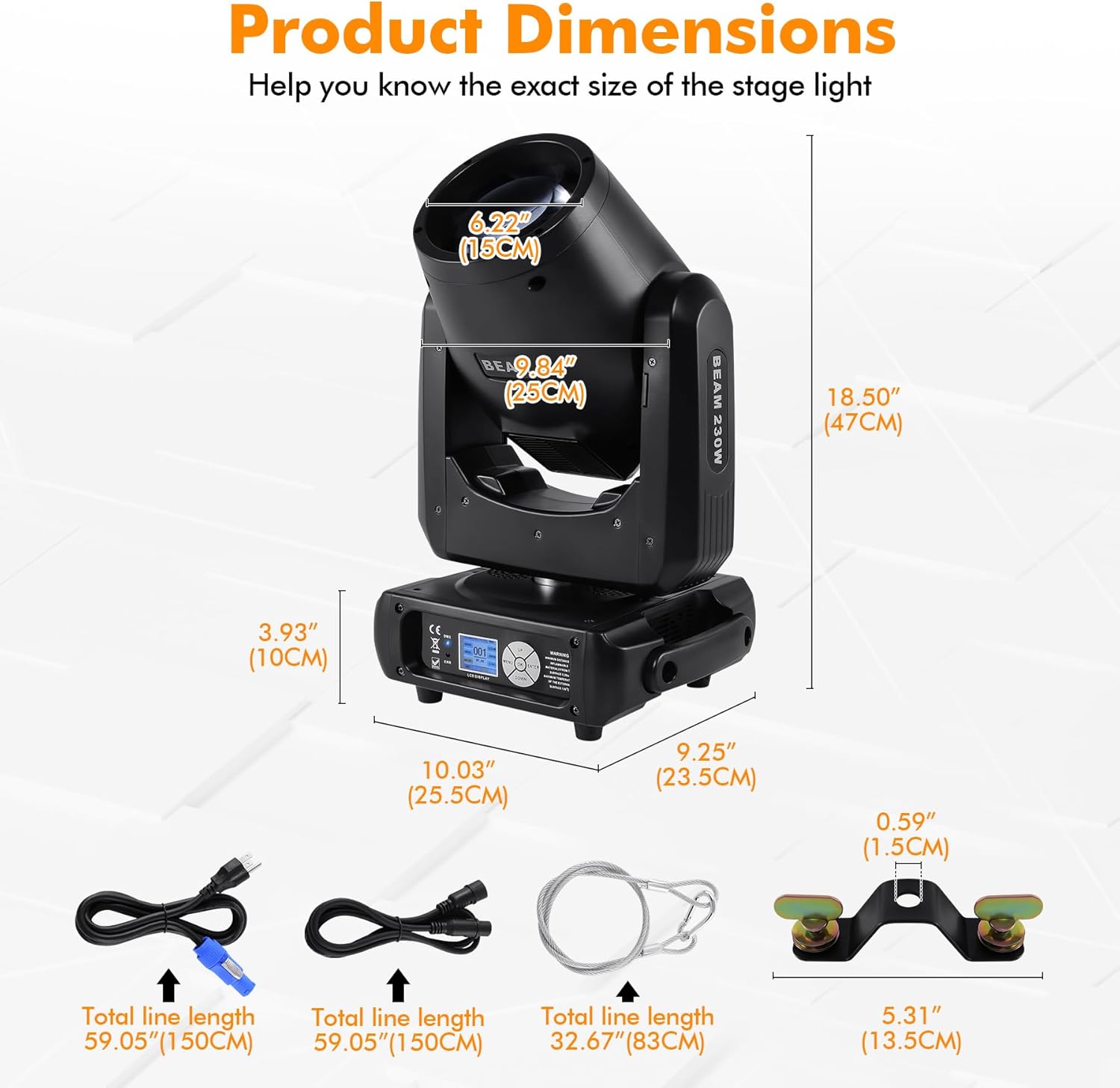 230W 7R Beam Moving Head Light, 8+16 Rotating Prisms Sharpy Stage Lighting, 16/20 DMX Channels, 540° Pan & 270° Tilt, Color/GOBO Wheels, Strobe & Dimming for DJ, KTV, Club, Wedding, Party - 2 Pack