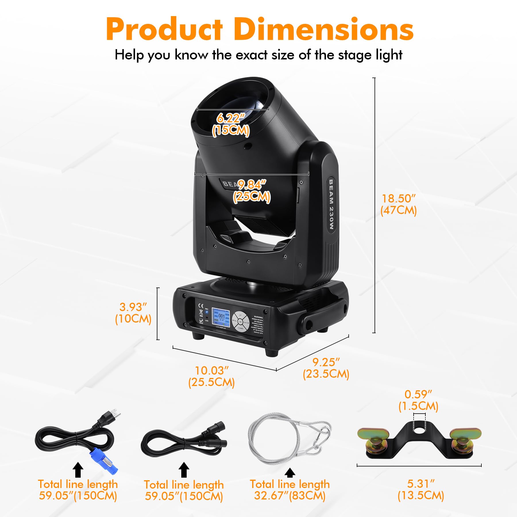 Ridgeyard 7R 230W Faretti Moving Head, DMX Teste Mobili LED Beam Luci da Palco, 8+16 Prismi 14 colori 14 gobos DJ illuminazione palcoscenico Per Discoteca feste matrimonio spettacoli live KTV - 4PCS