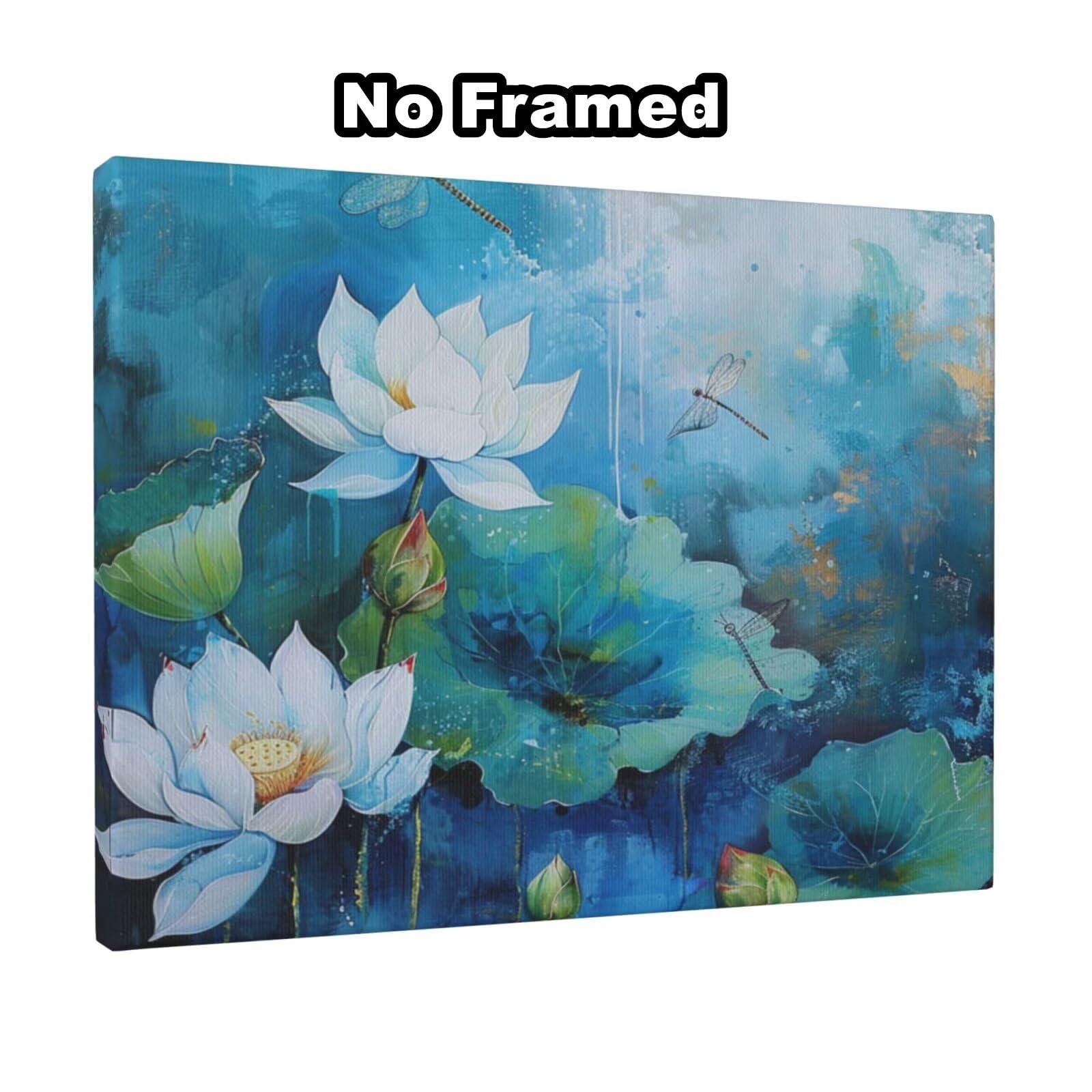 Kit per pittura con numeri per adulti, motivo: loto, pittura con numeri per principianti, pittura acrilica con 6 pennelli, pittura a olio per decorazione da parete, 100 x 75 cm, senza cornice