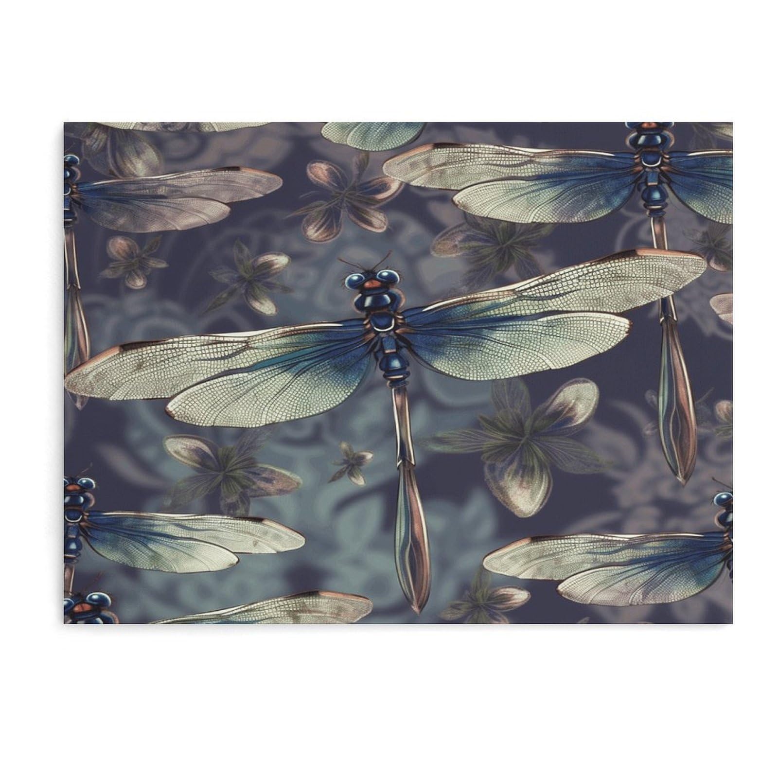 Fodpand Unframe-Style Dragonfly Pattern Bathroom Wall Art Canvas Prints, Artwork For Walls For Living Room Hallway Stair Office Wall Decor, Pictures Home Decor 15.7X11.8 Inch