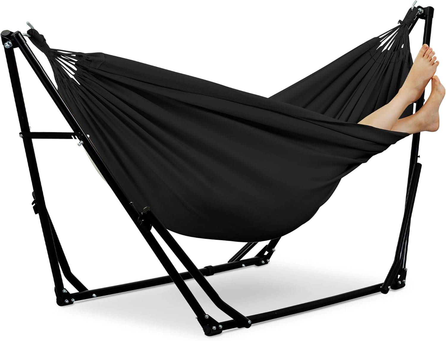GDY Hammock Chair with Stand, 550 lb Capacity, Easy Set Up, with Carrying Bag, Portable for Travel/Backpacking/Beach/Backyard, Black.