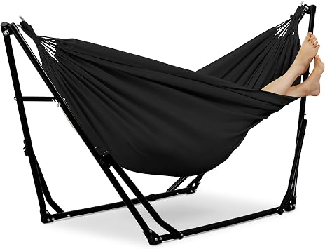 Camping Hammock 550 lb Portable Hammock Chair with Stand, with Carrying Bag, Travel, Backpacking, Hiking, Outdoors Camping Gear, Black.