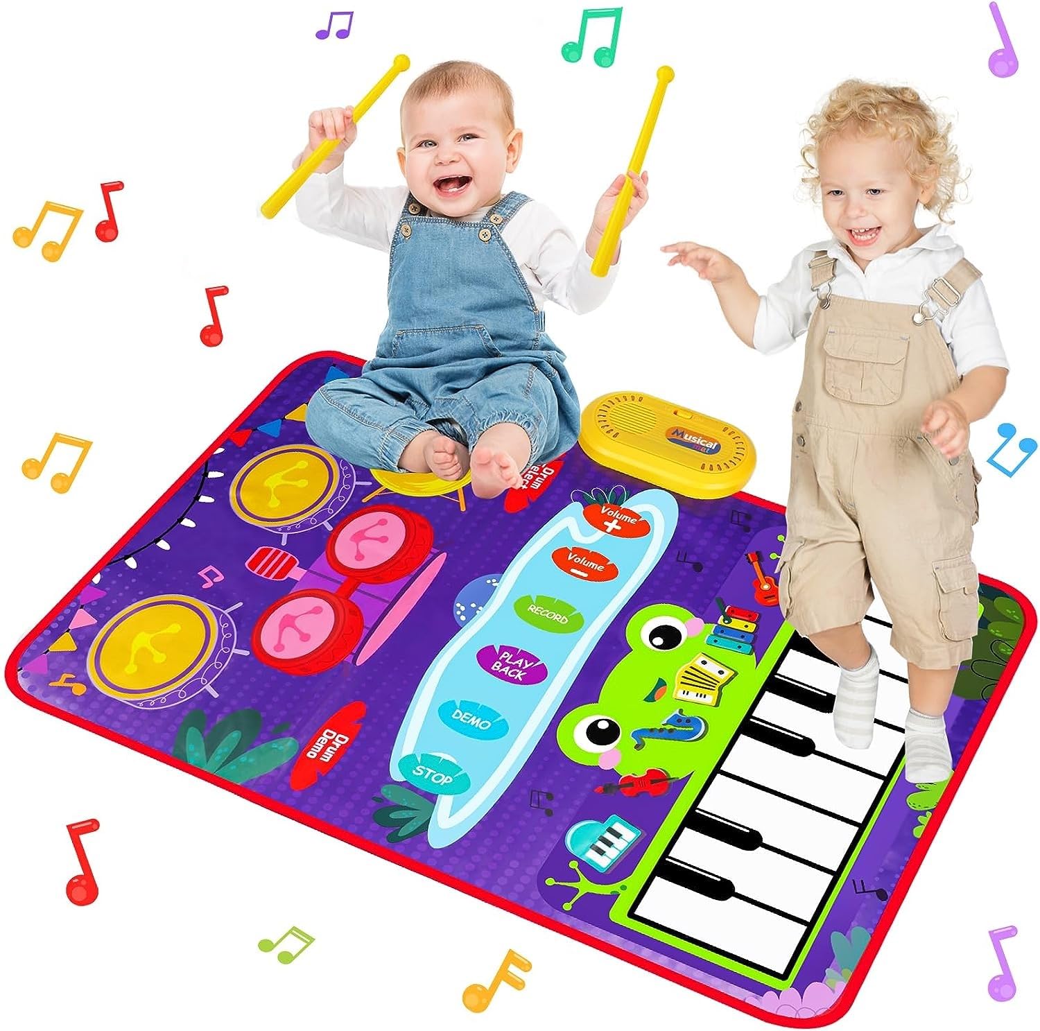 Joyjoz Alfombra De Piano Gigante 130x43 Cm Con 8 Sonidos De Instrumentos - Juguete Musical Para Niños De 1 A 5 Años