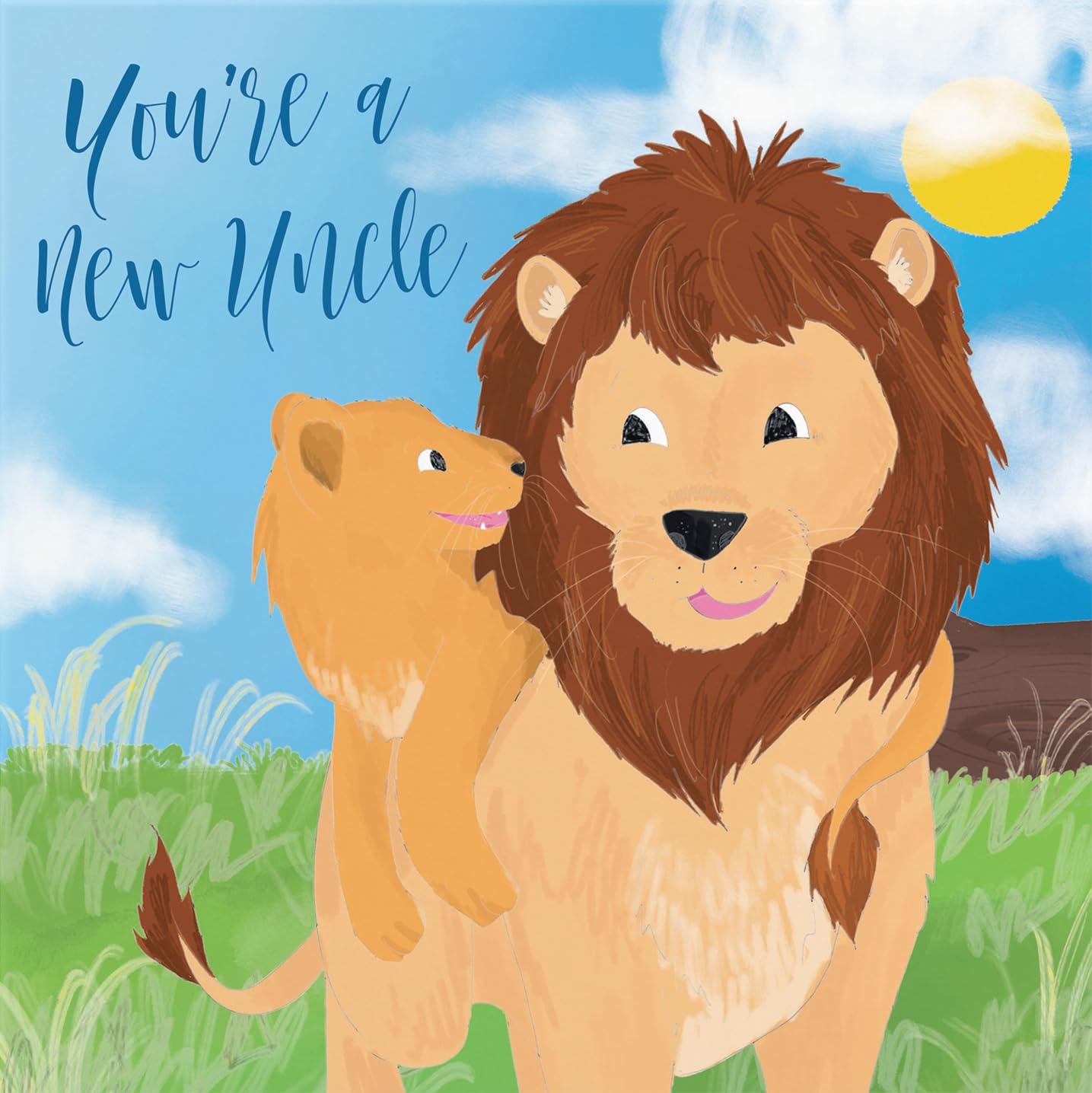 Hunts England - New Uncle Congratulations New Baby Card - Cute Lions - Yellow - You're A New Uncle - Boy - Girl - New Niece - Nephew Card - Jungle Collection - Image 2