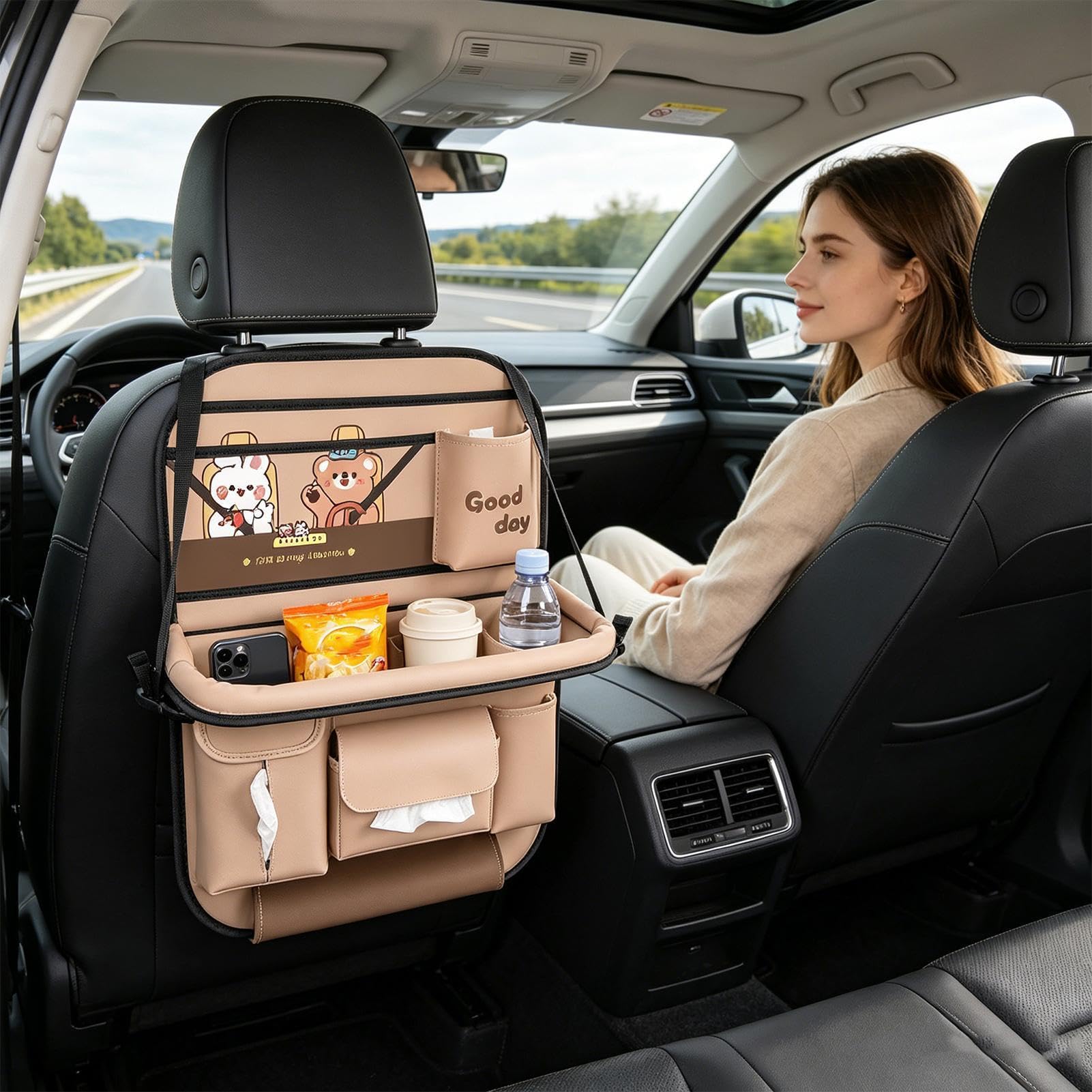 Organizer Per Sedile Posteriore Auto Portaoggetti Pieghevole Impermeabile | Portaoggetti Sedile Auto Per Baule Viaggio Campeggio SUV Tazze Snack Passeggeri Posteriori