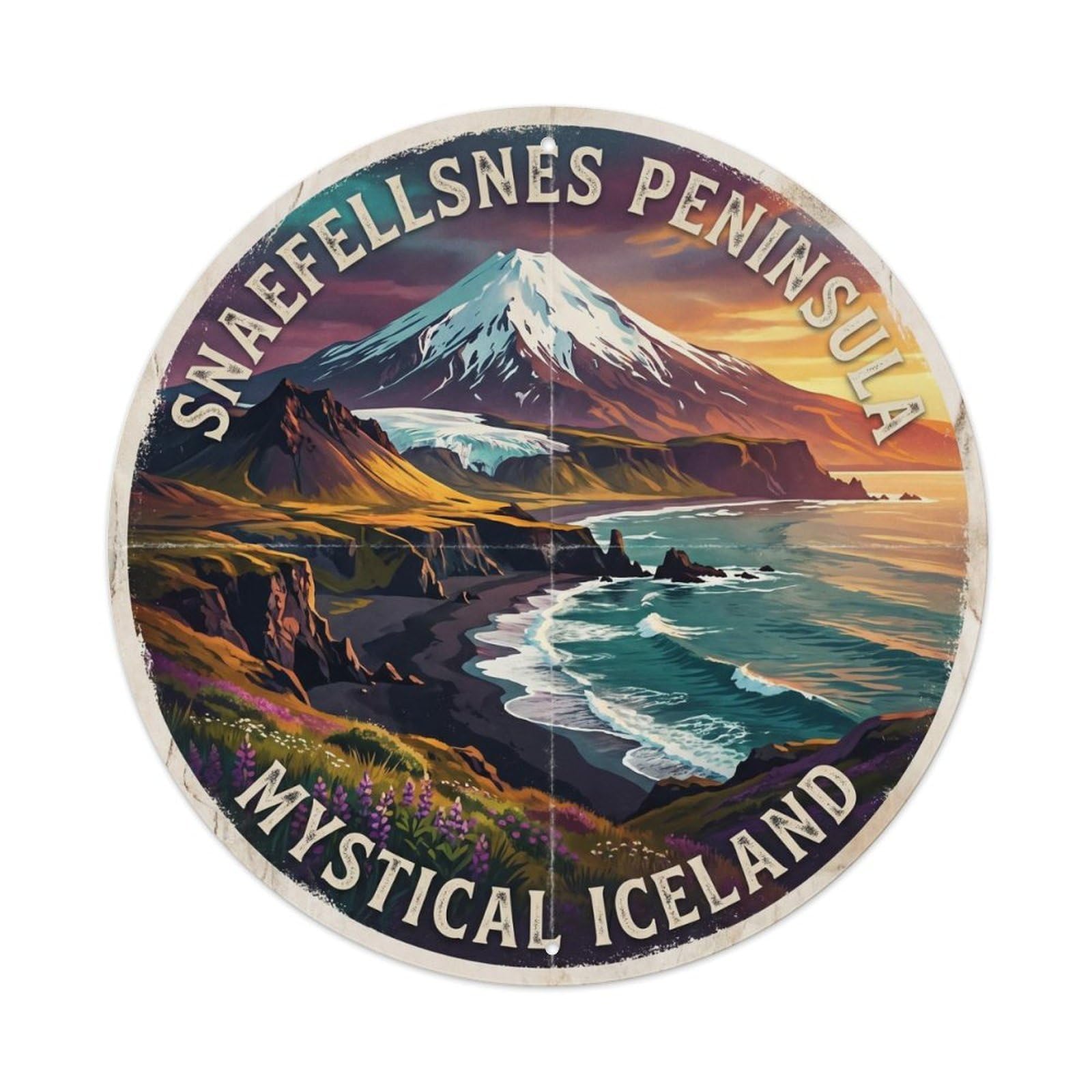 Vintage Travel Snaefellsnes Peninsula Iceland Metal Tin Sign