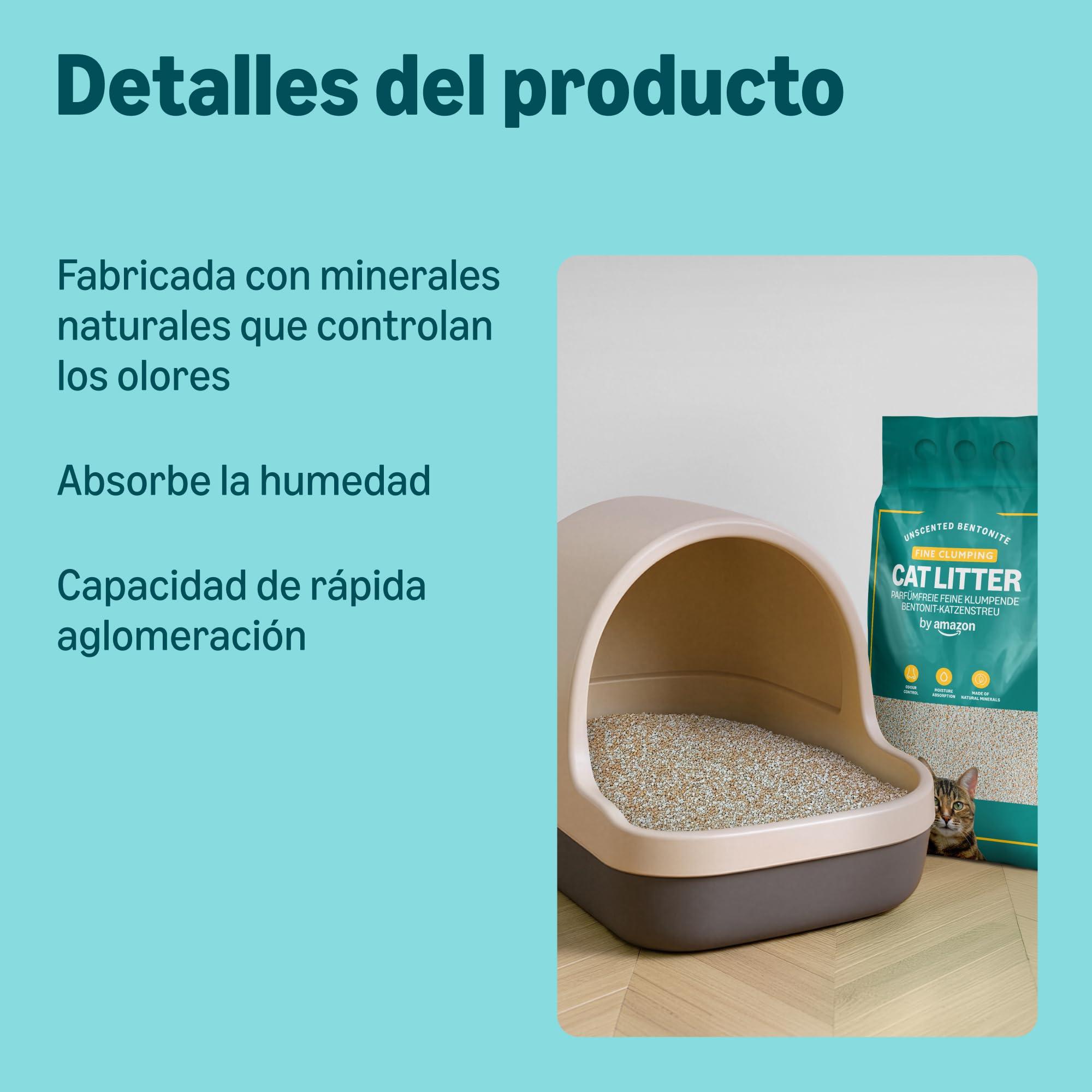 by Amazon Arenero Aglomerante Fino sin Perfume para Gatos, 10L (Paquete de 1)
