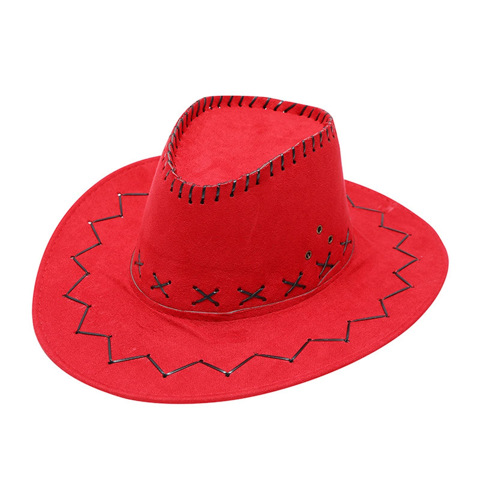 Café Rica Casual Costura Fija Verano Moda Occidental Sombrero de Cowboy Sombrero de sol de ala ancha Viaje Gorra para Adultos Disfraz Vaquero Mujer