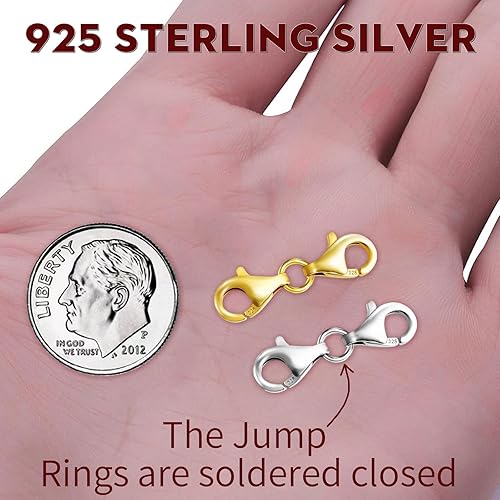 Miniatura 3 de Broche de langosta de plata de ley 925 con diseño de doble extremo, cierres y cierres, extensor de cadena, conector de doble garra, cierre de